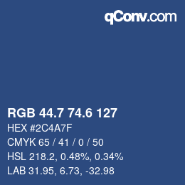 カラーコード: RGB 44.7 74.6 127 | qconv.com