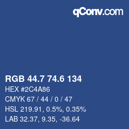 カラーコード: RGB 44.7 74.6 134 | qconv.com