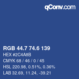 カラーコード: RGB 44.7 74.6 139 | qconv.com