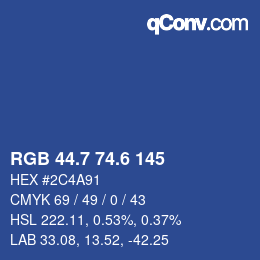 カラーコード: RGB 44.7 74.6 145 | qconv.com