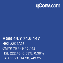 カラーコード: RGB 44.7 74.6 147 | qconv.com