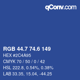カラーコード: RGB 44.7 74.6 149 | qconv.com