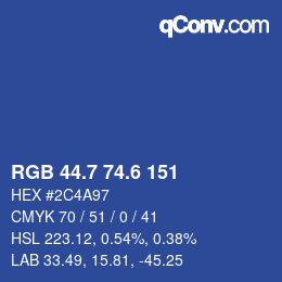 カラーコード: RGB 44.7 74.6 151 | qconv.com