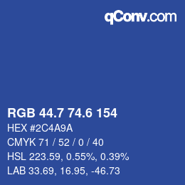カラーコード: RGB 44.7 74.6 154 | qconv.com