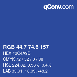 カラーコード: RGB 44.7 74.6 157 | qconv.com