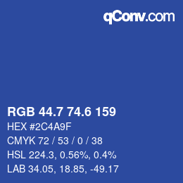 カラーコード: RGB 44.7 74.6 159 | qconv.com