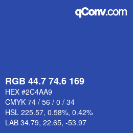 カラーコード: RGB 44.7 74.6 169 | qconv.com
