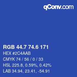 カラーコード: RGB 44.7 74.6 171 | qconv.com