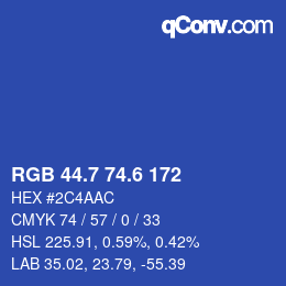 カラーコード: RGB 44.7 74.6 172 | qconv.com