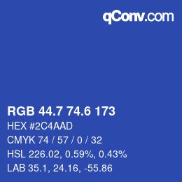 カラーコード: RGB 44.7 74.6 173 | qconv.com