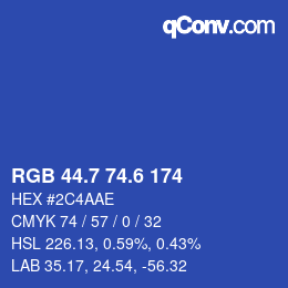 カラーコード: RGB 44.7 74.6 174 | qconv.com