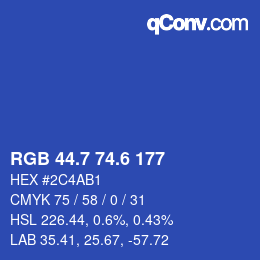 カラーコード: RGB 44.7 74.6 177 | qconv.com