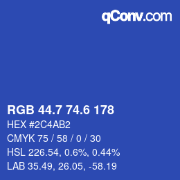 カラーコード: RGB 44.7 74.6 178 | qconv.com