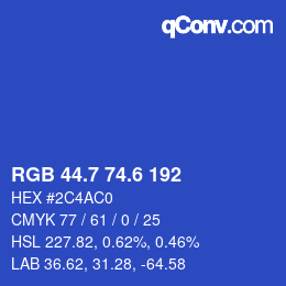 カラーコード: RGB 44.7 74.6 192 | qconv.com