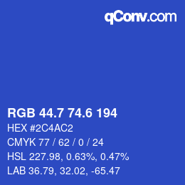 カラーコード: RGB 44.7 74.6 194 | qconv.com