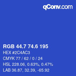 カラーコード: RGB 44.7 74.6 195 | qconv.com