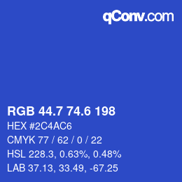 カラーコード: RGB 44.7 74.6 198 | qconv.com