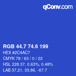 カラーコード: RGB 44.7 74.6 199 | qconv.com