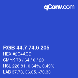 カラーコード: RGB 44.7 74.6 205 | qconv.com