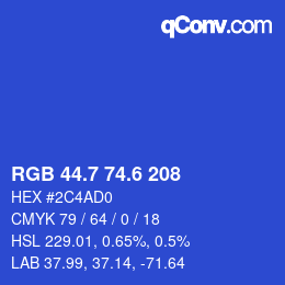 カラーコード: RGB 44.7 74.6 208 | qconv.com