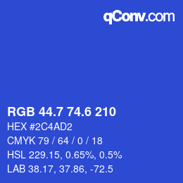 カラーコード: RGB 44.7 74.6 210 | qconv.com