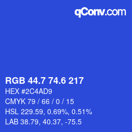 カラーコード: RGB 44.7 74.6 217 | qconv.com