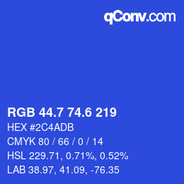 カラーコード: RGB 44.7 74.6 219 | qconv.com