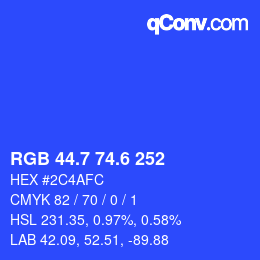 カラーコード: RGB 44.7 74.6 252 | qconv.com