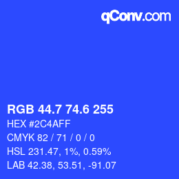 カラーコード: RGB 44.7 74.6 255 | qconv.com