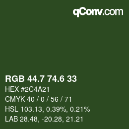 カラーコード: RGB 44.7 74.6 33 | qconv.com
