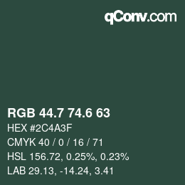 カラーコード: RGB 44.7 74.6 63 | qconv.com