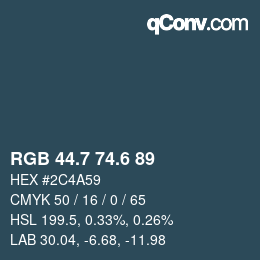 カラーコード: RGB 44.7 74.6 89 | qconv.com