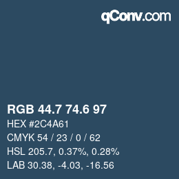 カラーコード: RGB 44.7 74.6 97 | qconv.com