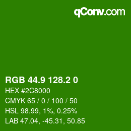 カラーコード: RGB 44.9 128.2 0 | qconv.com