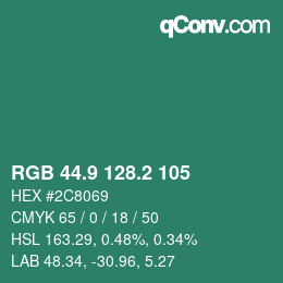 カラーコード: RGB 44.9 128.2 105 | qconv.com