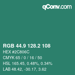 カラーコード: RGB 44.9 128.2 108 | qconv.com