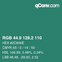 カラーコード: RGB 44.9 128.2 110 | qconv.com