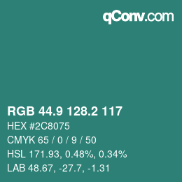 Color code: RGB 44.9 128.2 117 | qconv.com