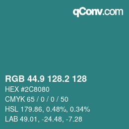 カラーコード: RGB 44.9 128.2 128 | qconv.com