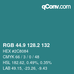 Color code: RGB 44.9 128.2 132 | qconv.com