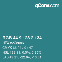 カラーコード: RGB 44.9 128.2 134 | qconv.com