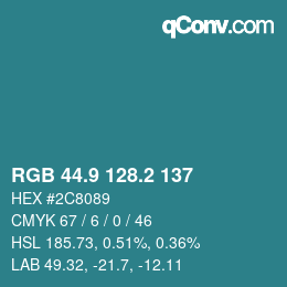 Color code: RGB 44.9 128.2 137 | qconv.com