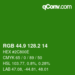 カラーコード: RGB 44.9 128.2 14 | qconv.com