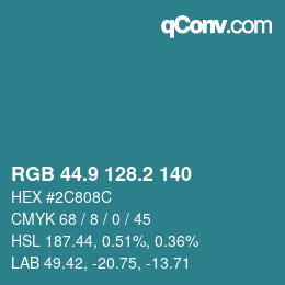Color code: RGB 44.9 128.2 140 | qconv.com