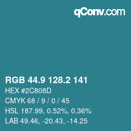 Color code: RGB 44.9 128.2 141 | qconv.com