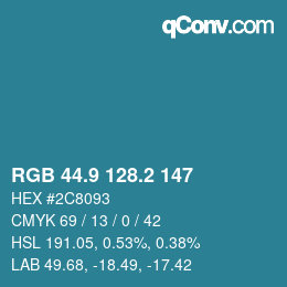Color code: RGB 44.9 128.2 147 | qconv.com