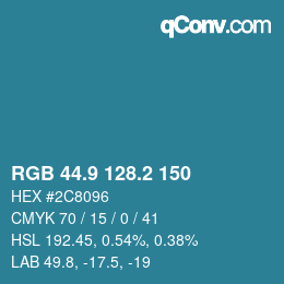 Color code: RGB 44.9 128.2 150 | qconv.com