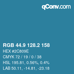 カラーコード: RGB 44.9 128.2 158 | qconv.com