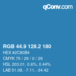Color code: RGB 44.9 128.2 180 | qconv.com