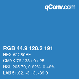 Color code: RGB 44.9 128.2 191 | qconv.com